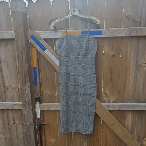 Vibe Gray Plaid Midi Dress